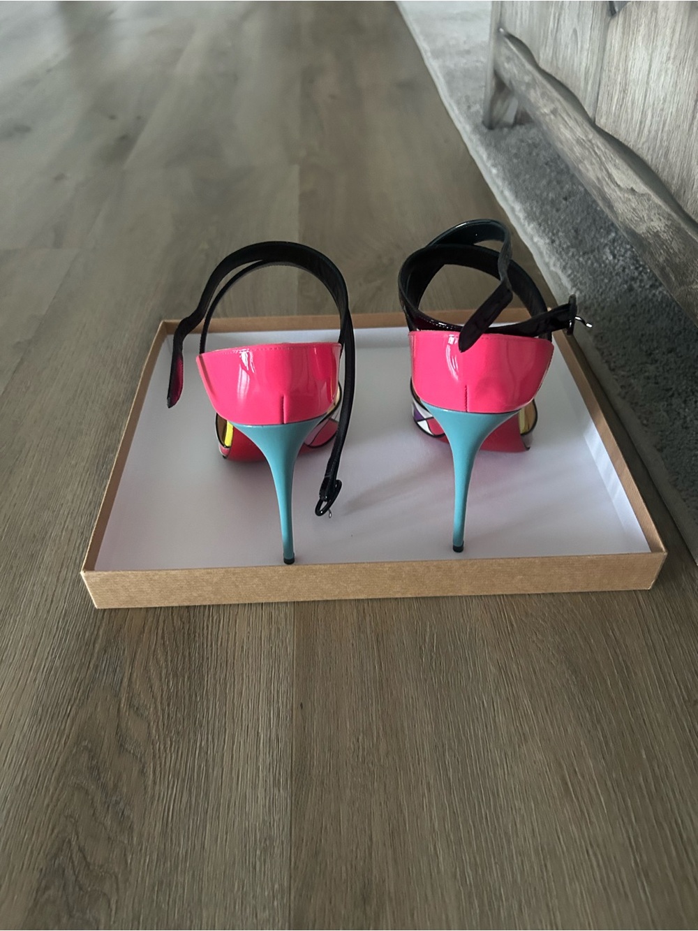 Christian Louboutin Multicolor Geometric Patent Leather Pointed-Toe Heels - Picture 3 of 4